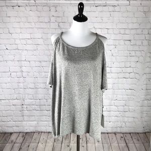 Size L Hye Park & Lune Gray top w/shoulder cutouts